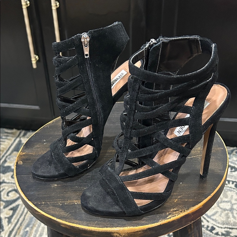 Steve Madden Black Caged Heels